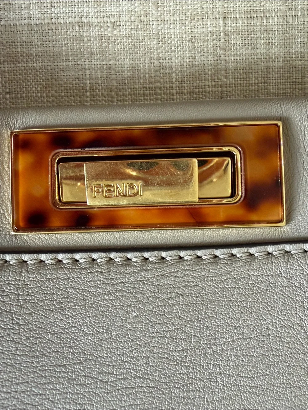 Fendi Classic Dove Gray Medium Peekaboo Top-Handle/crossbody Bag